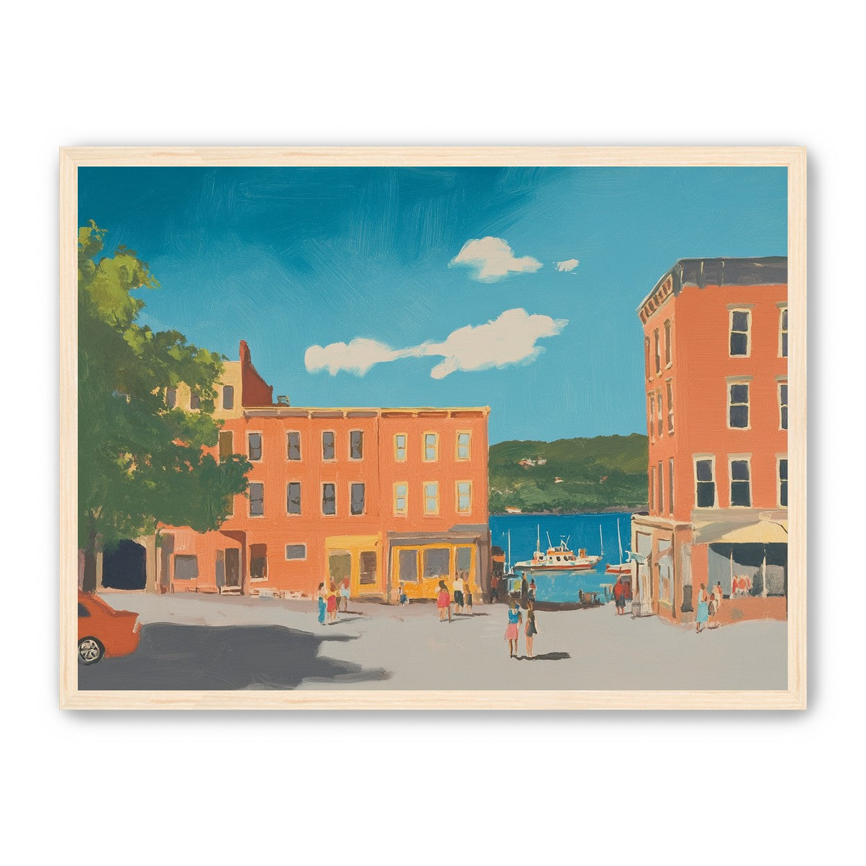 Sunlit street to the harbor