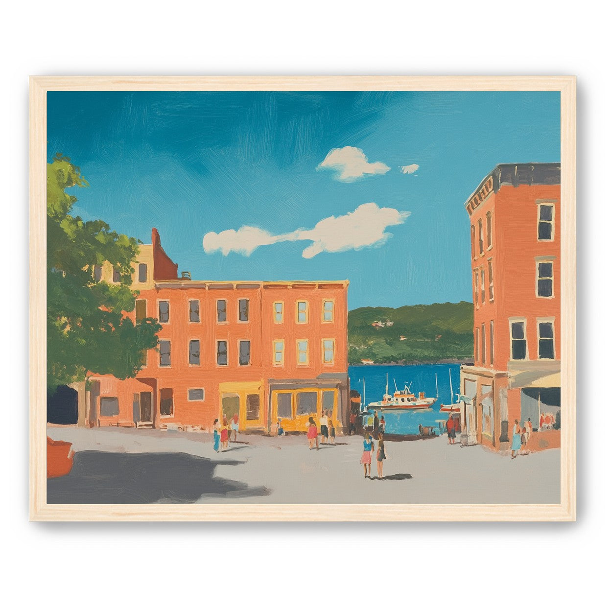 Sunlit street to the harbor