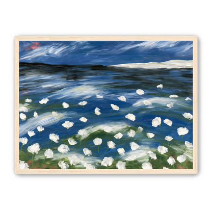 White flowers in blue wind