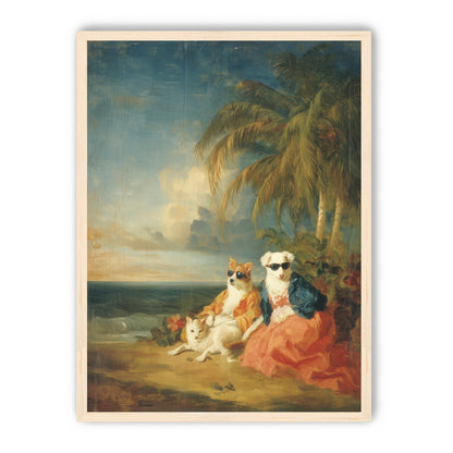 Sunglasses dogs under palms