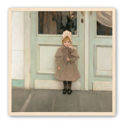 A child beneath pale doors