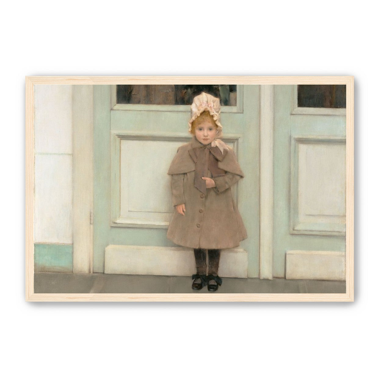 A child beneath pale doors