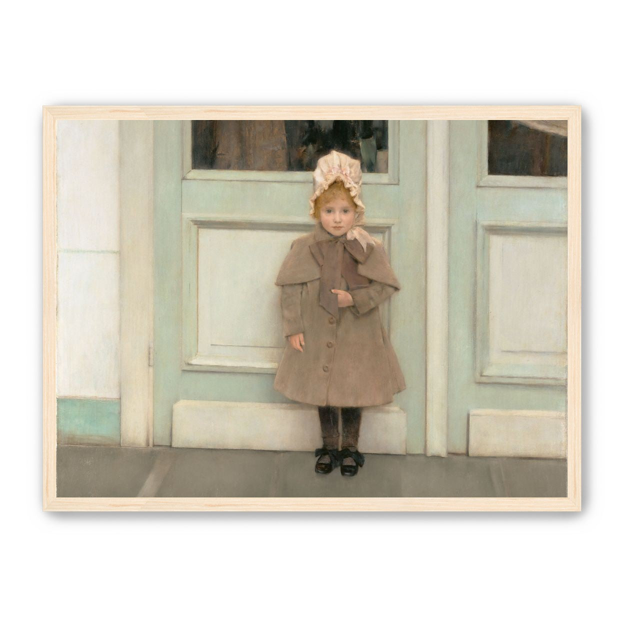 A child beneath pale doors