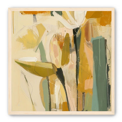 White flower in ochre blocks