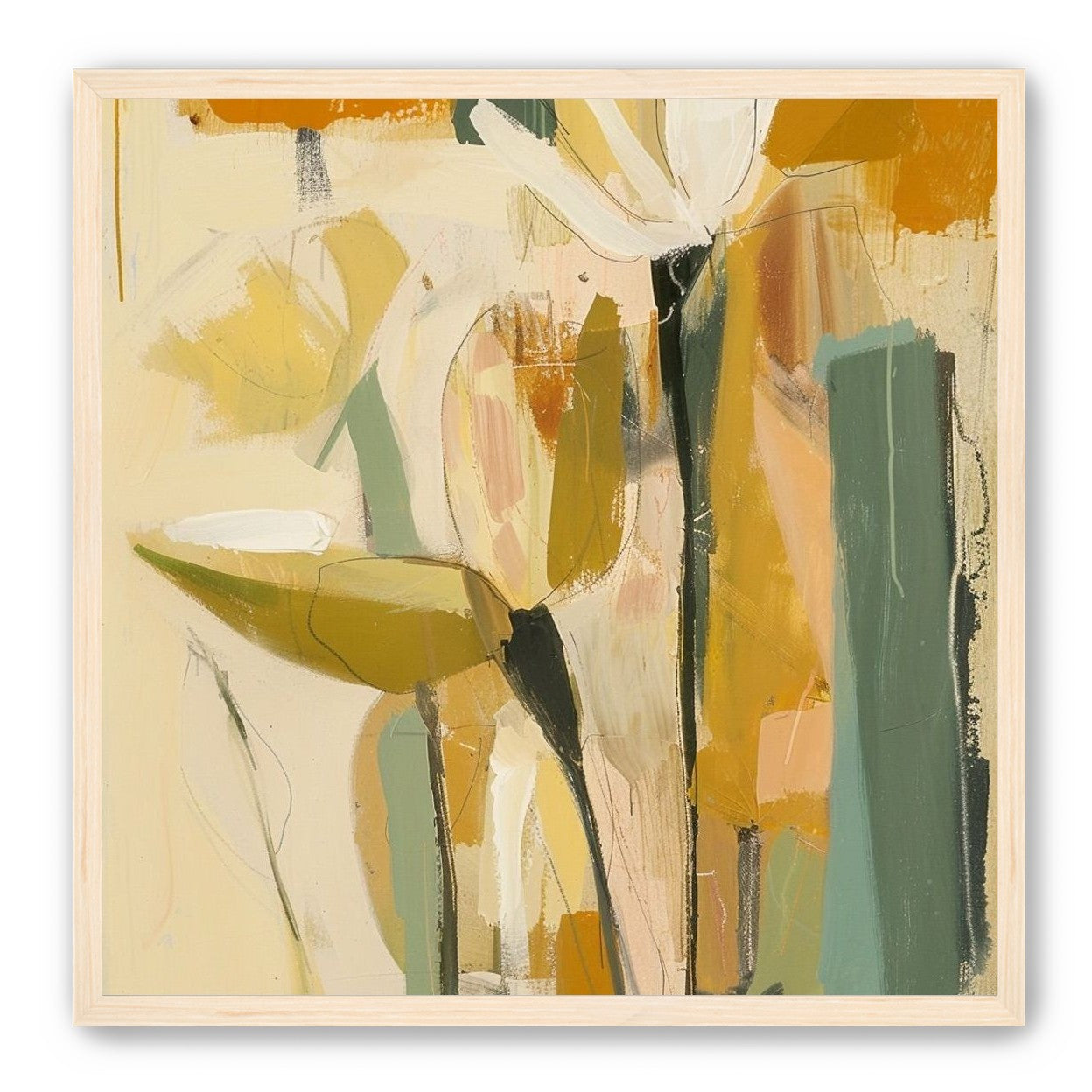 White flower in ochre blocks