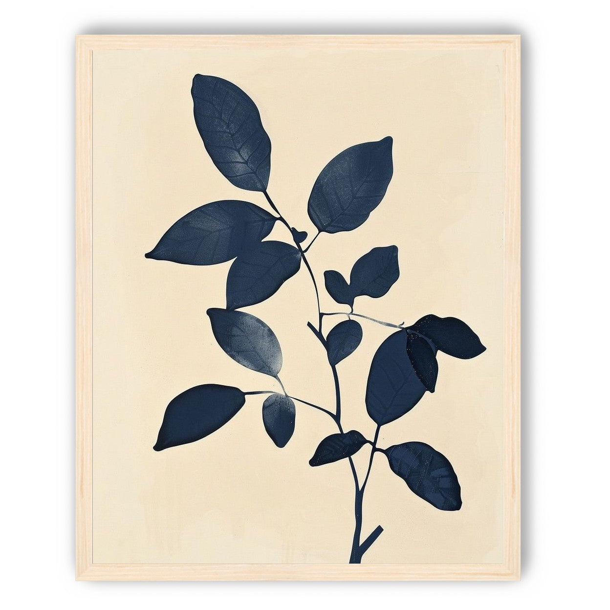 Indigo leaves on cream