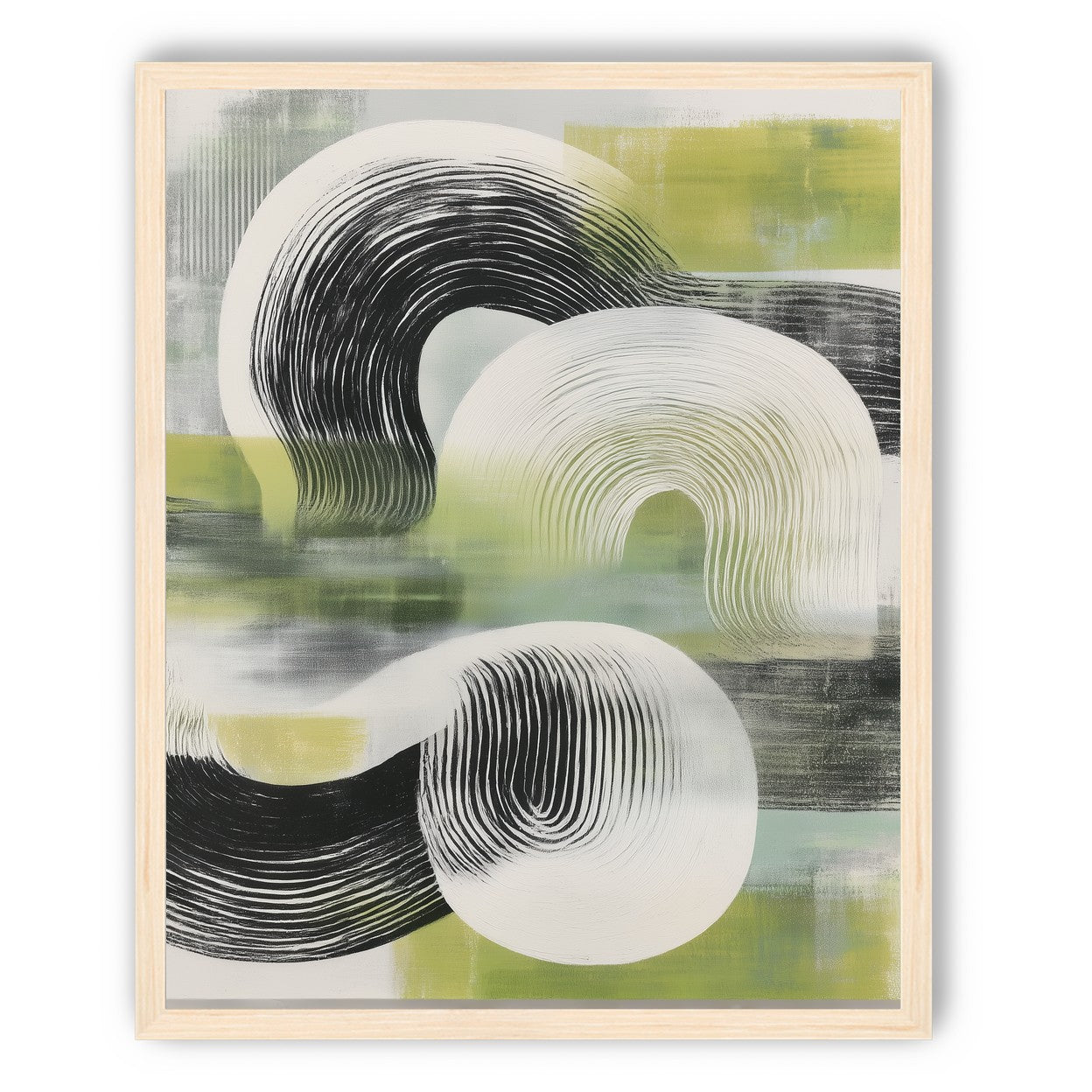 Curved bands across green fields