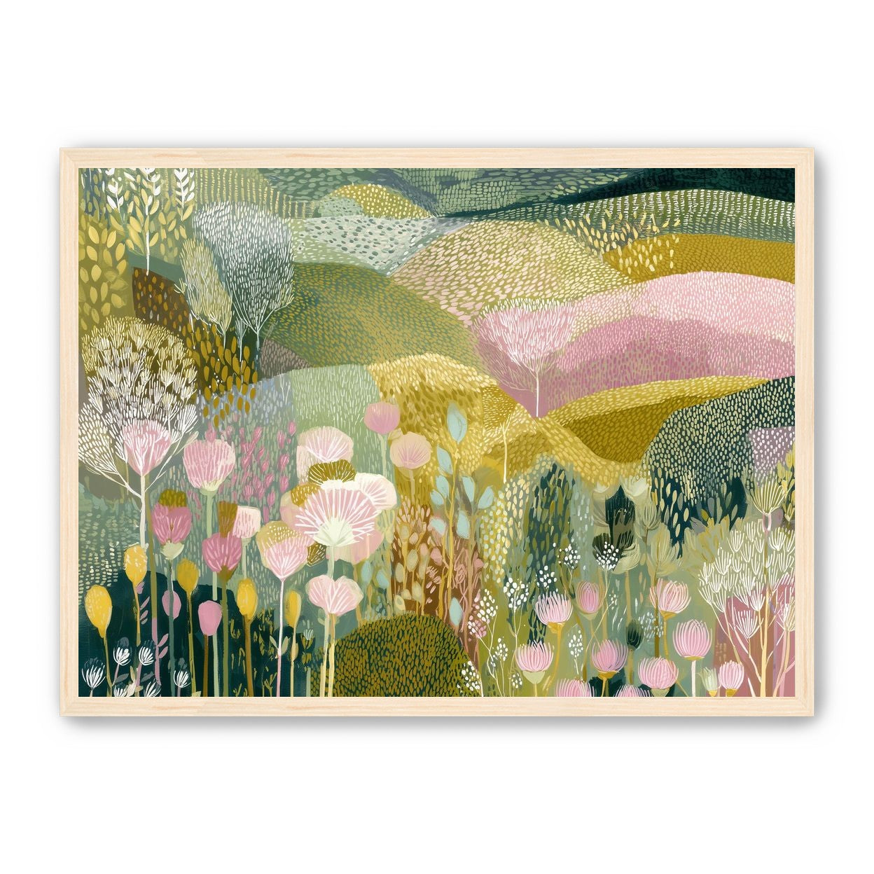 Patterned hills in bloom