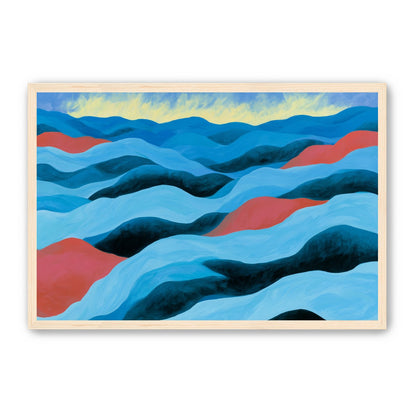 Blue hills under pale sky