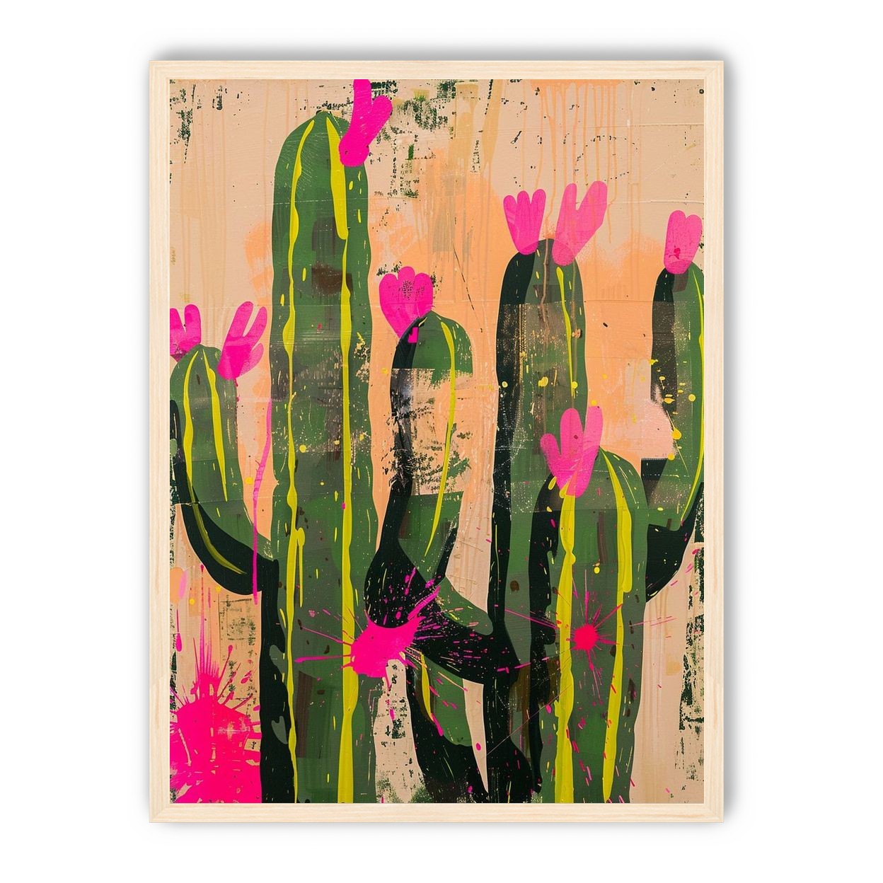 Pink blooms on cacti