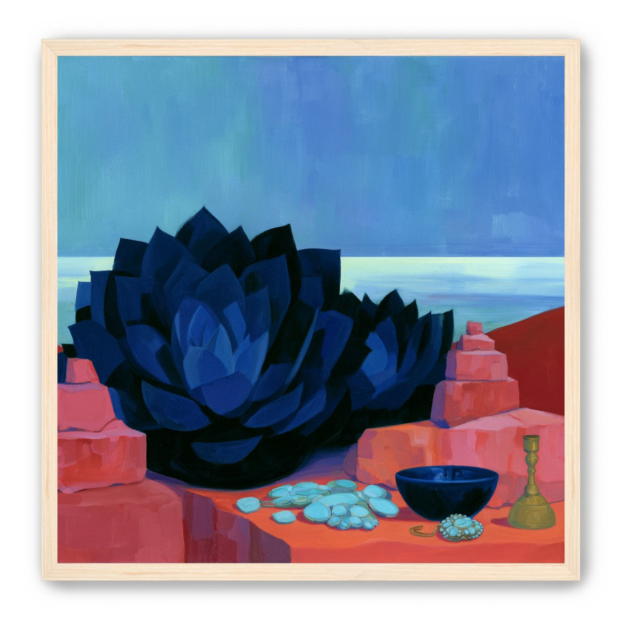 Blue flower in red light