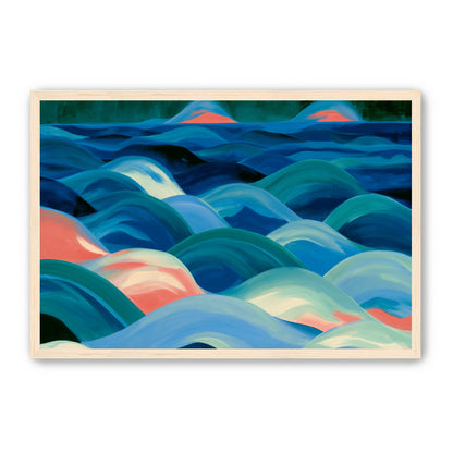 Pink light among blue waves