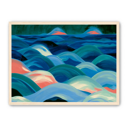 Pink light among blue waves