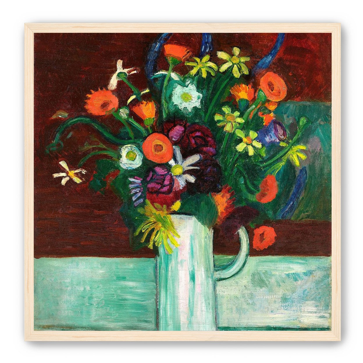 Flowers above the green table
