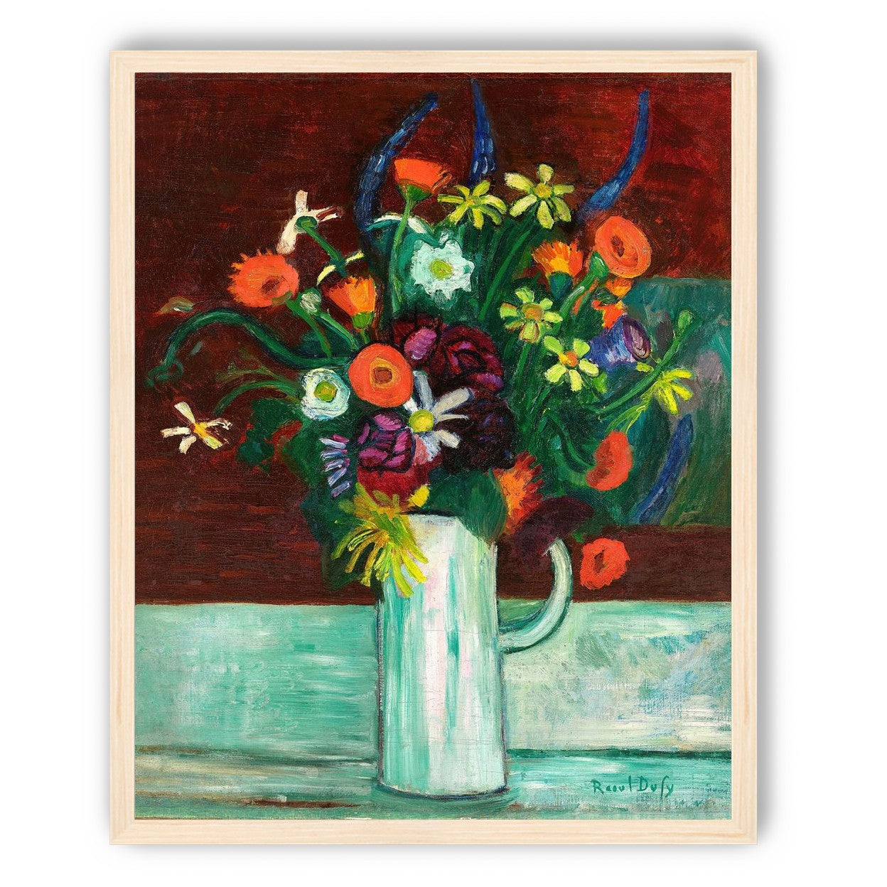 Flowers above the green table