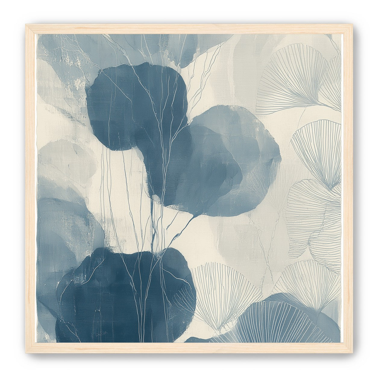 Ginkgo fans among round leaves