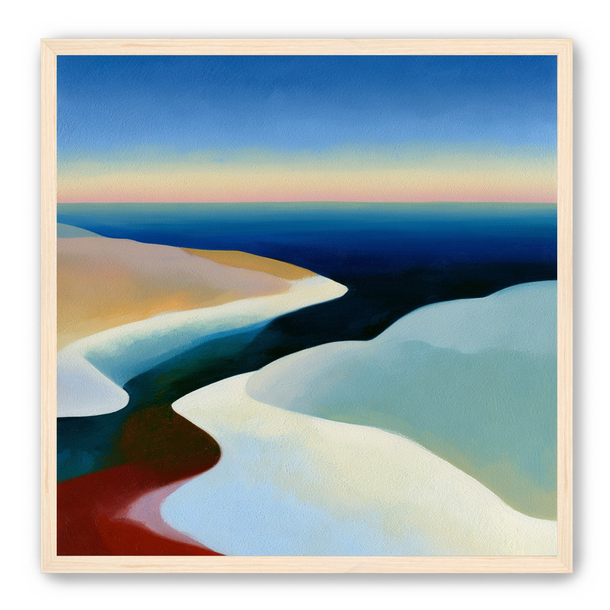 Blue sky over white dunes