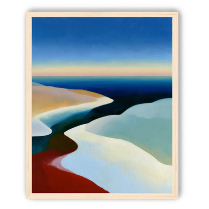 Blue sky over white dunes