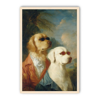 Two dogs in sunglasses