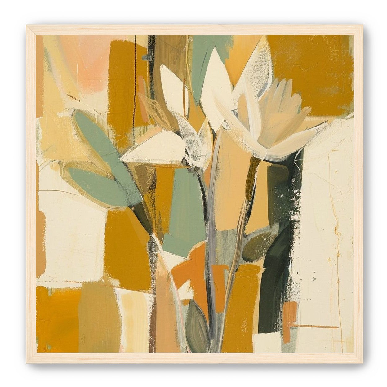 White flowers in ochre light