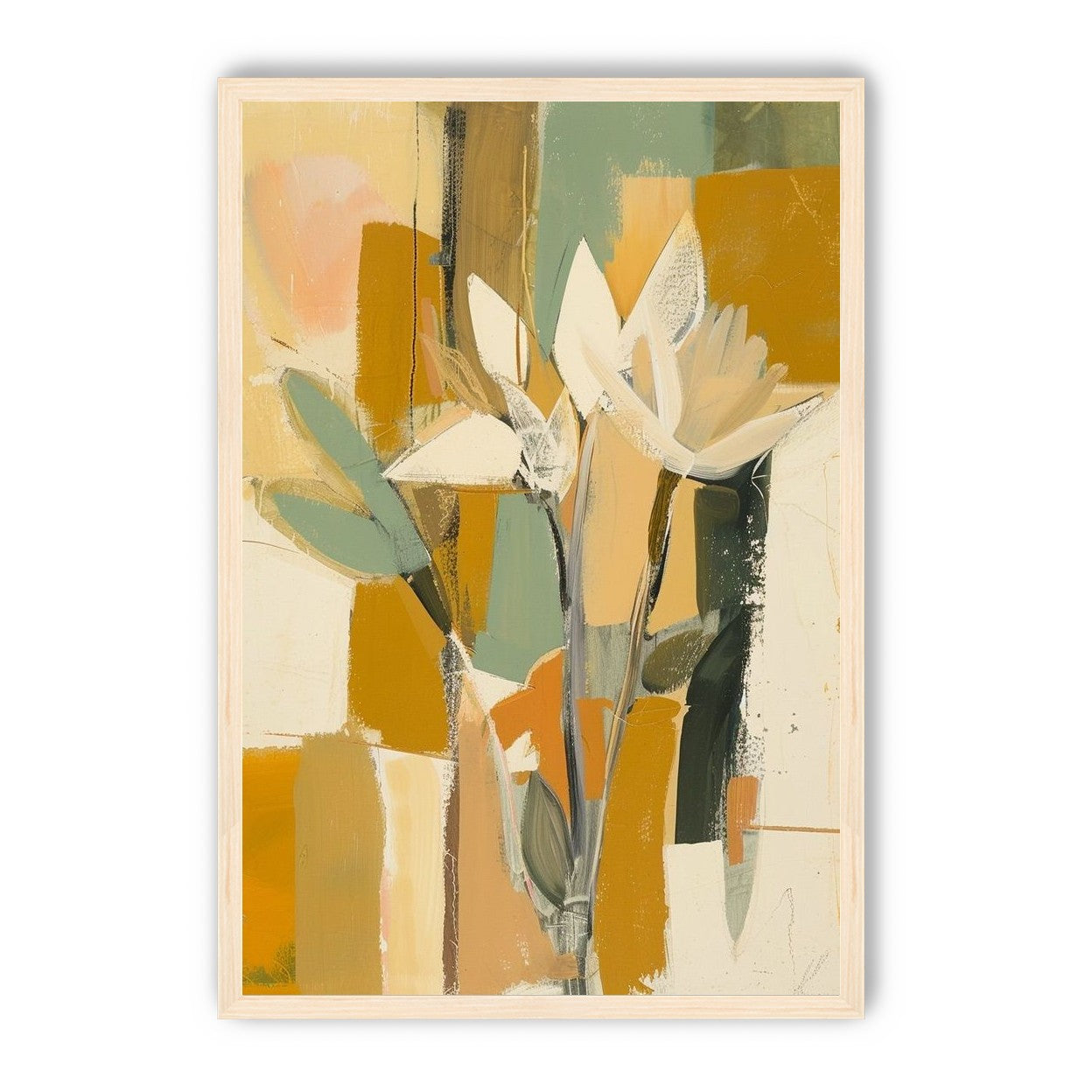 White flowers in ochre light