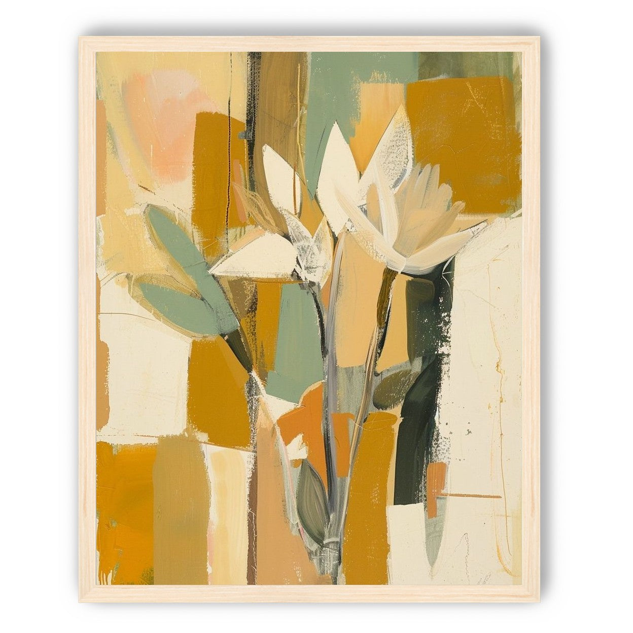 White flowers in ochre light