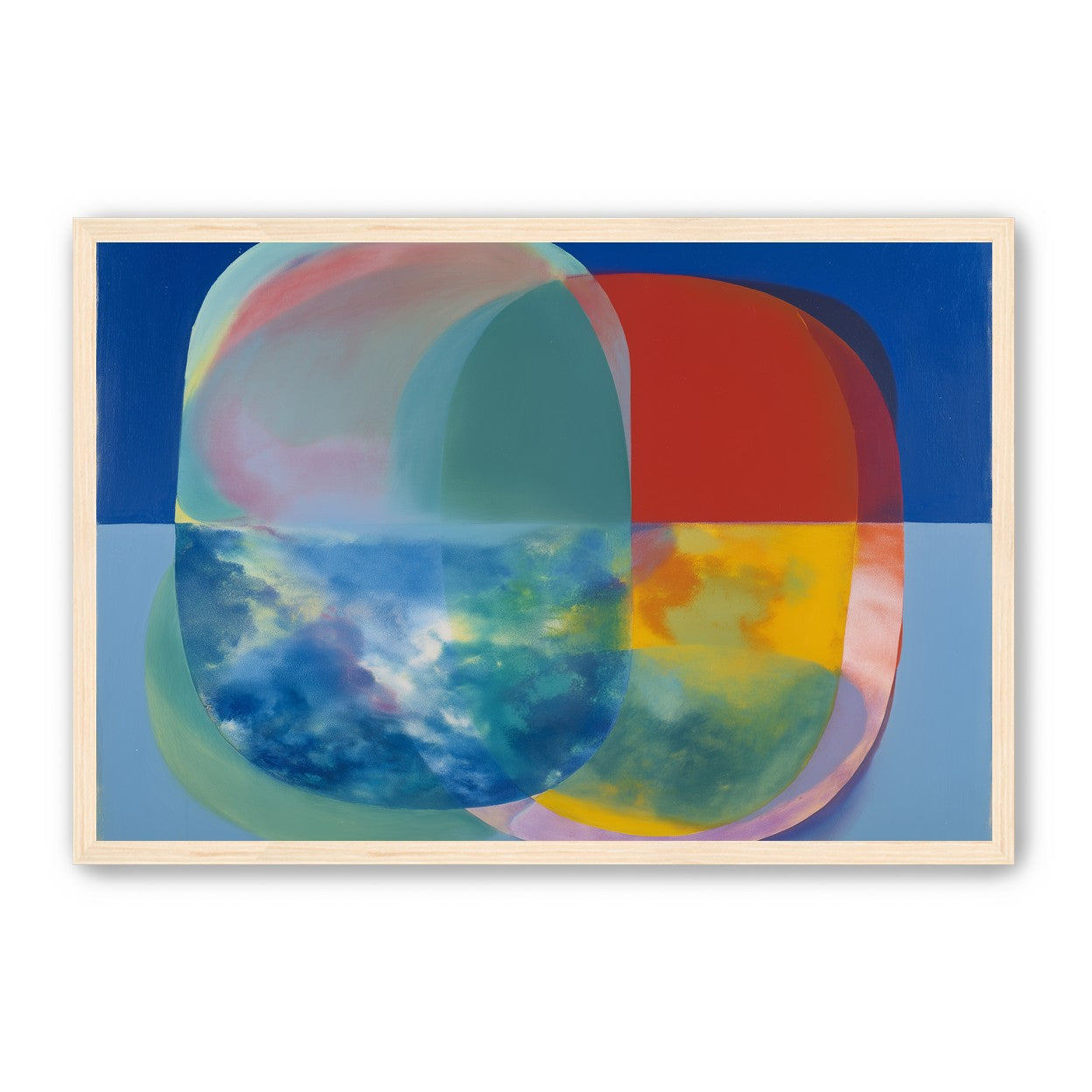 Translucent overlaps on blue field