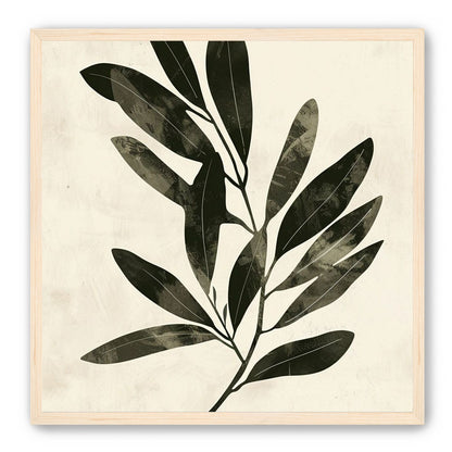 Charcoal leaves on ivory paper
