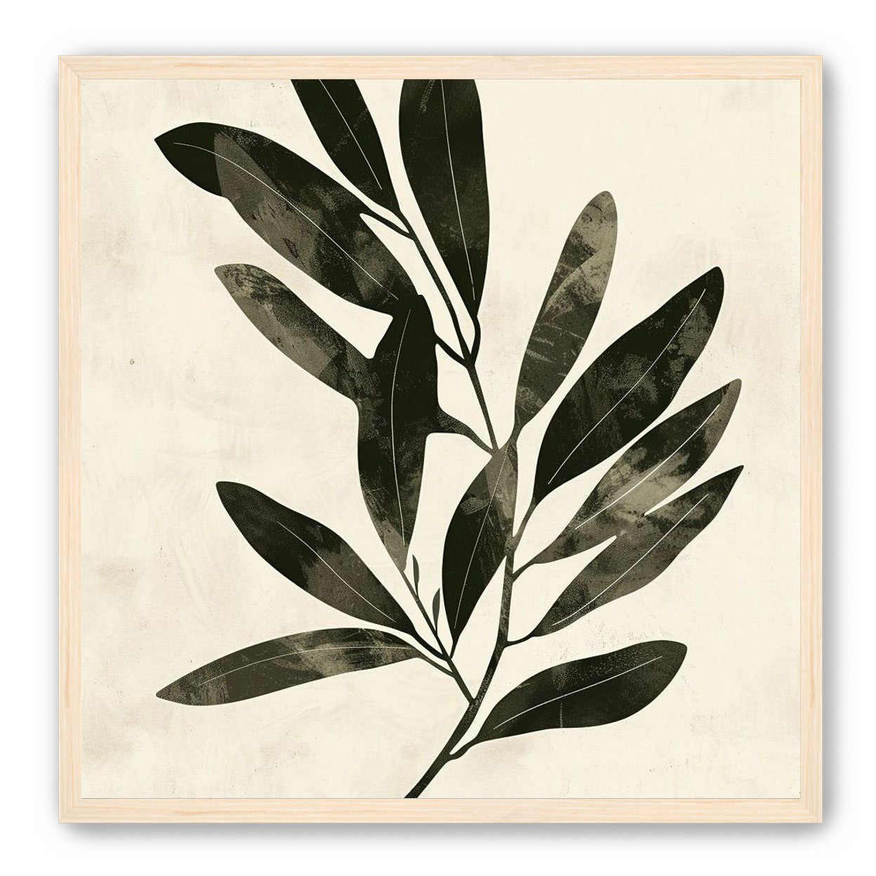 Charcoal leaves on ivory paper