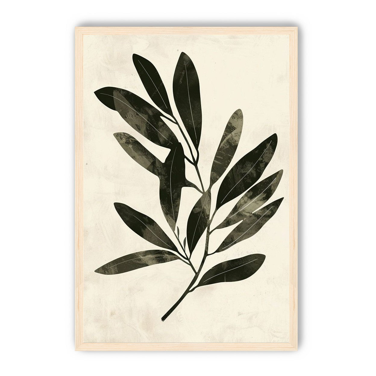 Charcoal leaves on ivory paper
