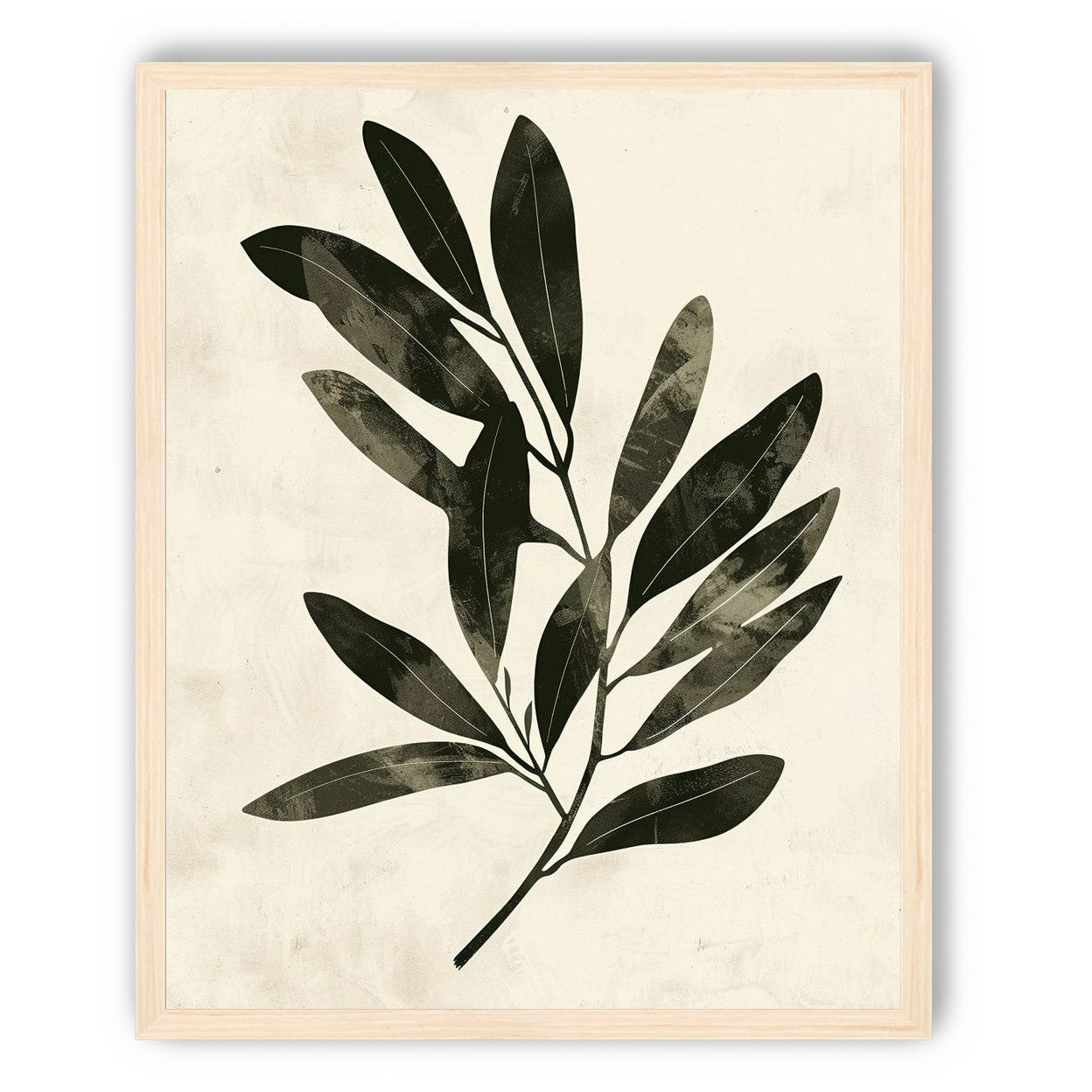Charcoal leaves on ivory paper