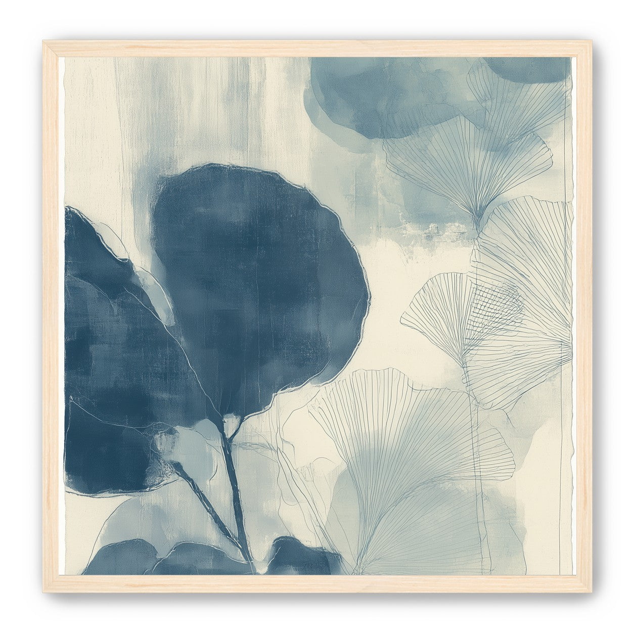 Indigo leaves on cream paper