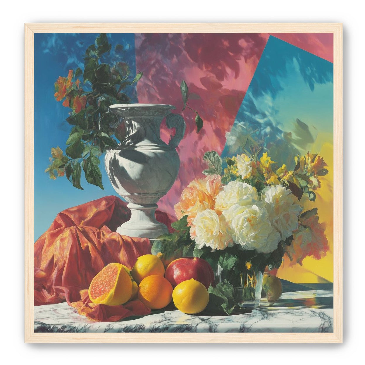 Urn and roses in hard light