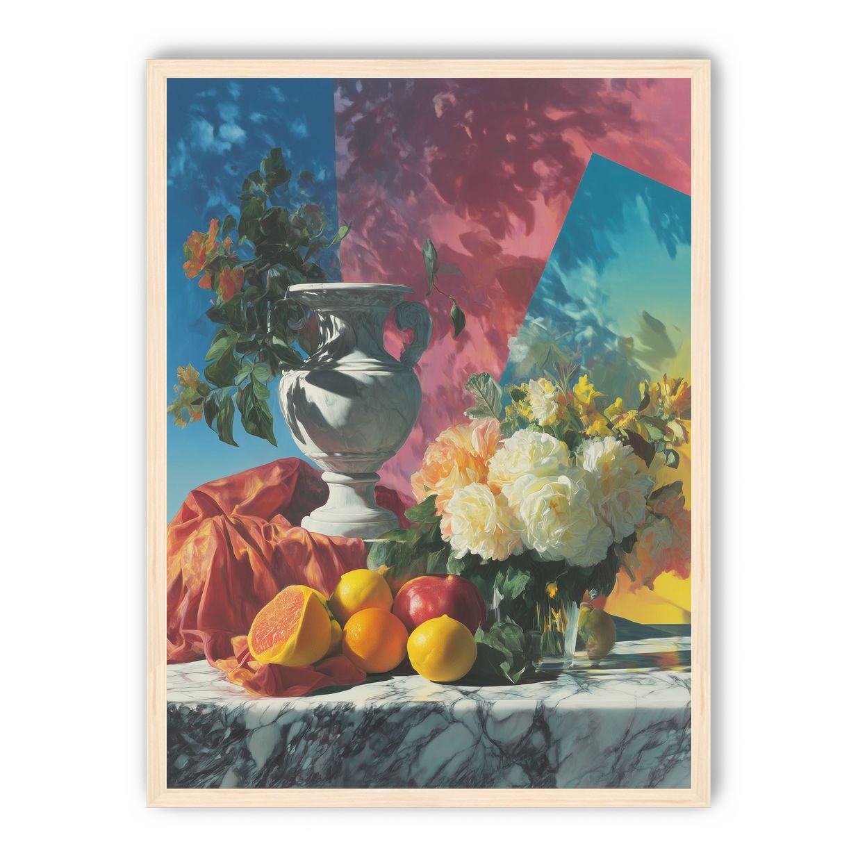 Urn and roses in hard light