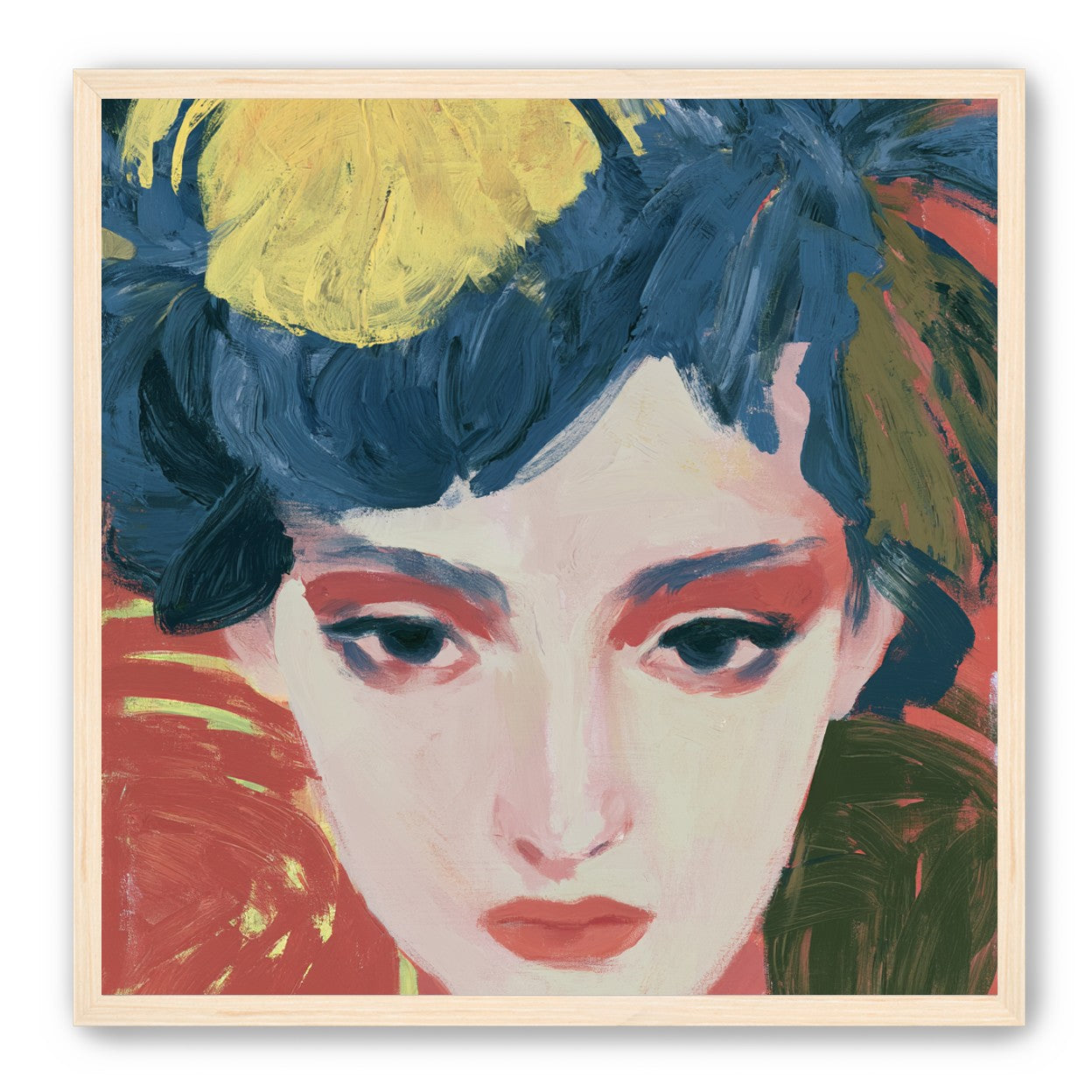 Yellow weight over her gaze