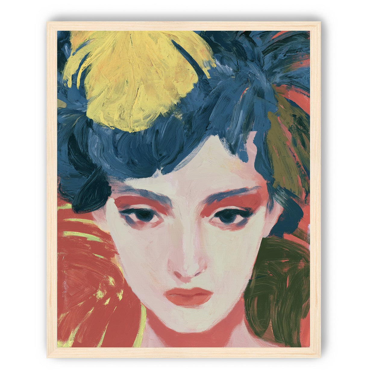 Yellow weight over her gaze