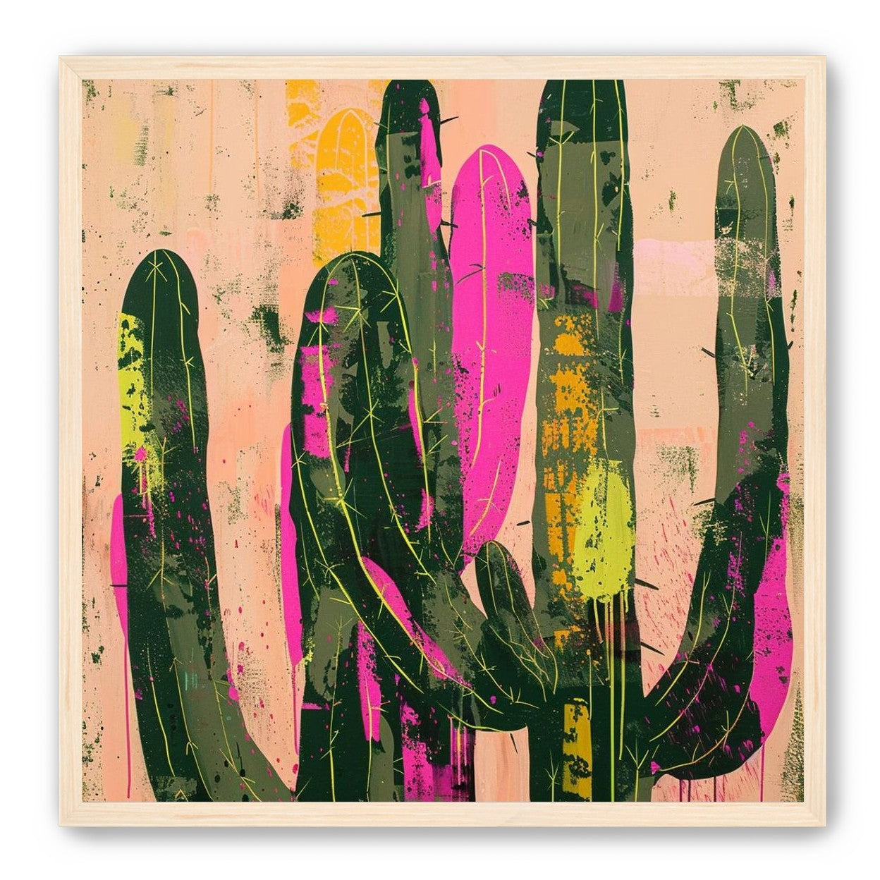 Neon pink on cactus green