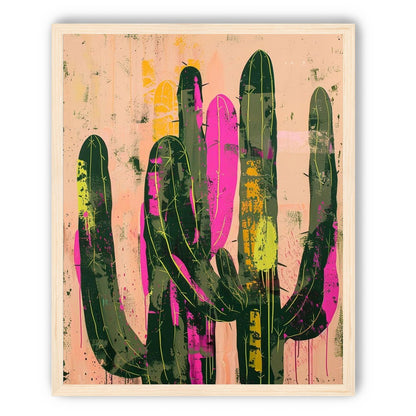 Neon pink on cactus green