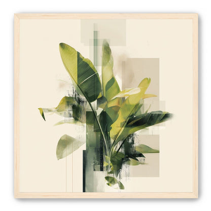 Green leaves among glassy blocks