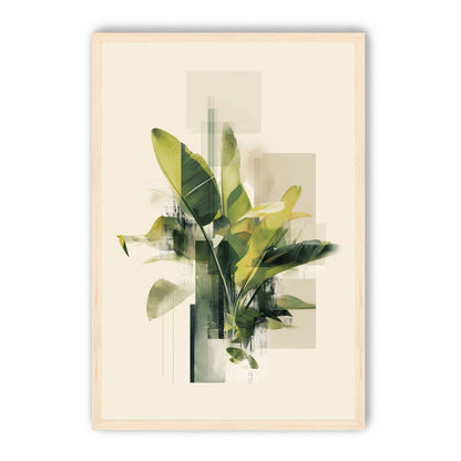 Green leaves among glassy blocks