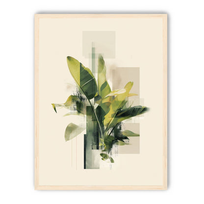 Green leaves among glassy blocks
