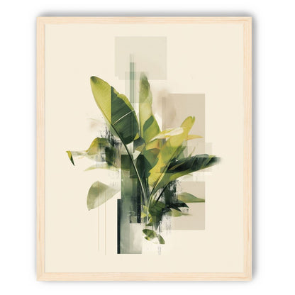 Green leaves among glassy blocks