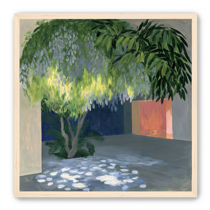 Spotted light under blossoms