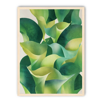 Overlapping curled green leaves