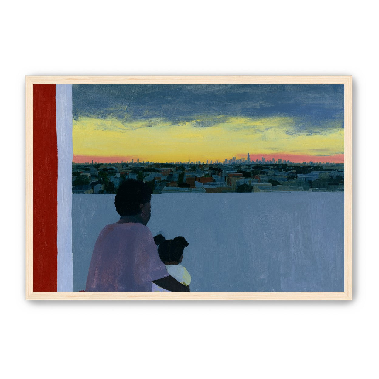 City lights beyond the parapet