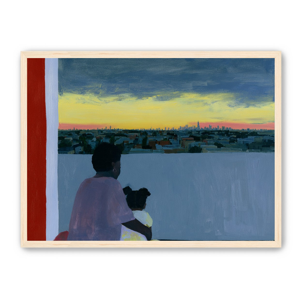 City lights beyond the parapet