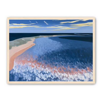 Pale sand in blue water
