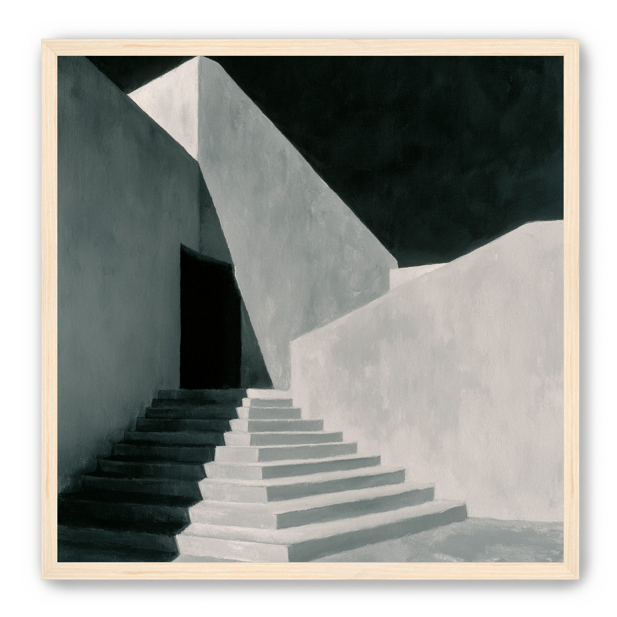 Stairs into the black doorway