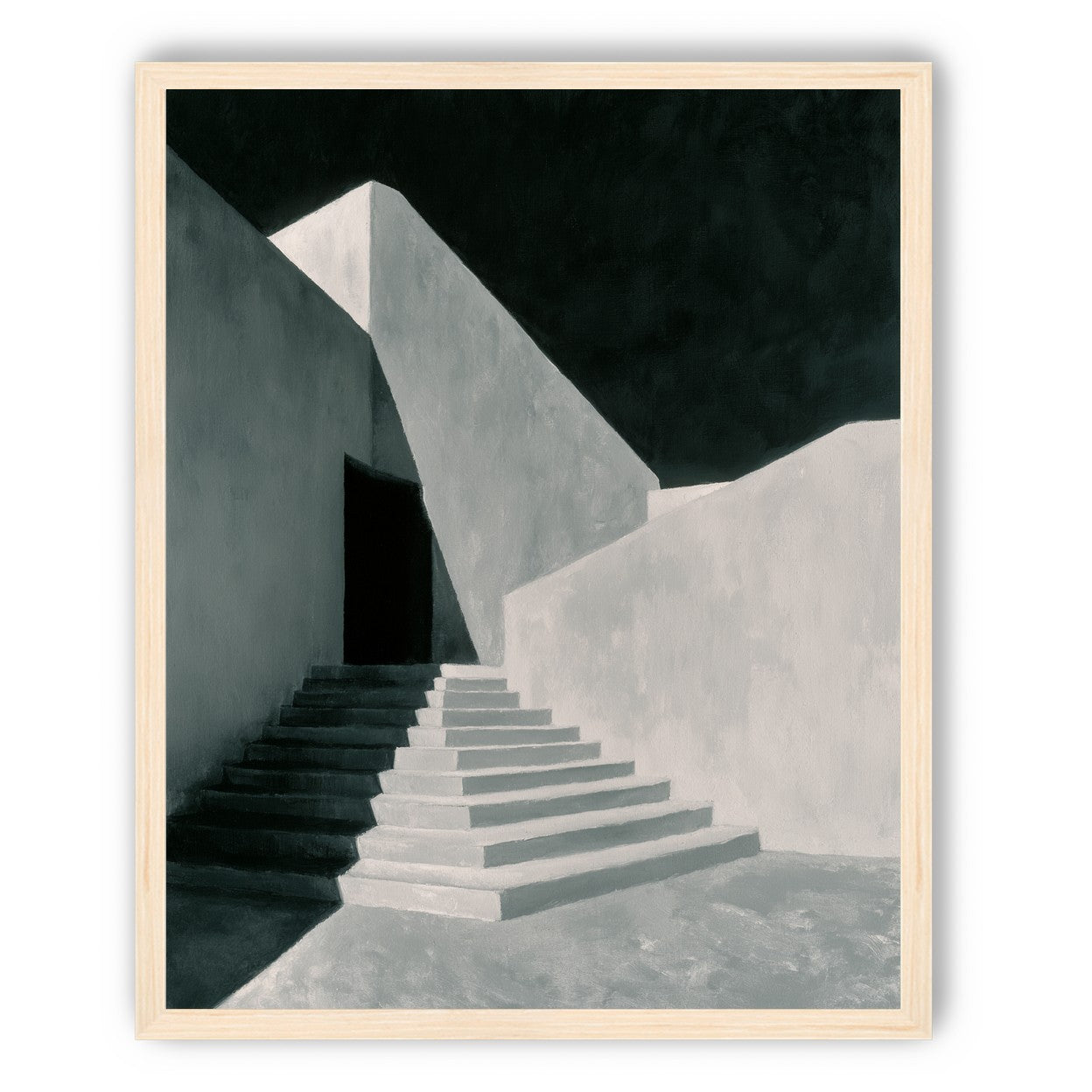 Stairs into the black doorway