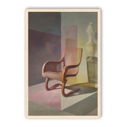 Cane chair within color panes